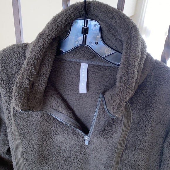 Athleta Talus Sherpa Quarter Zip Pullover | Mountain Olive | Small - Picture 2 of 6